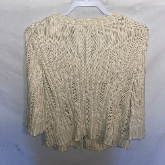 Heather B Women’s Cable Knit Sweater Size Medium Ivory Going Out Party 3/4 Slv - Picture 8 of 12